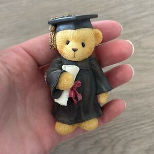 Cherished Teddies Yellow Bear in Black Graduation Gown with White Diploma
